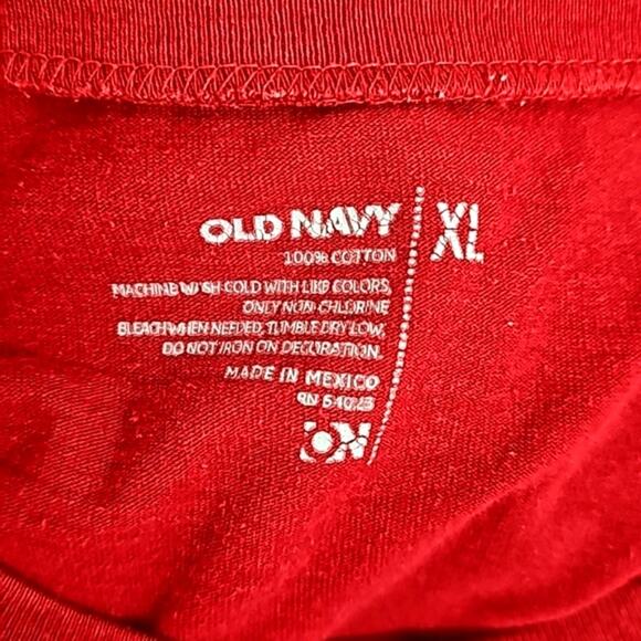 Old Navy Santa HO HO HO Short Sleeve Holiday T-Shirt Red White Mens Size XL - Picture 5 of 5